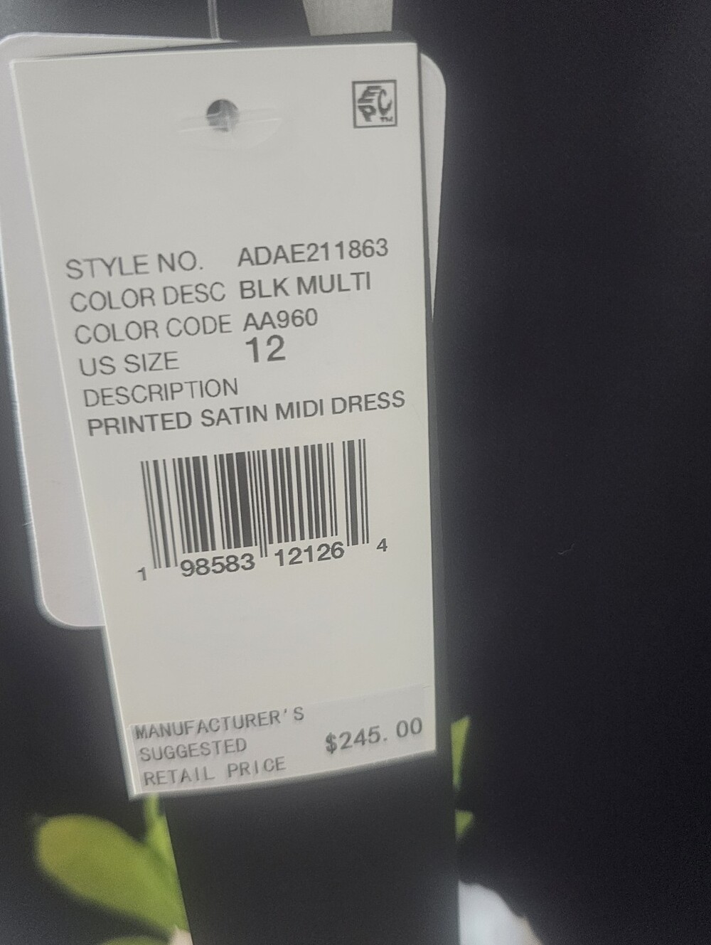 Adrianna Papell NWT Black Floral Print Satin Midi Dress Size:12 - Picture 5 of 6